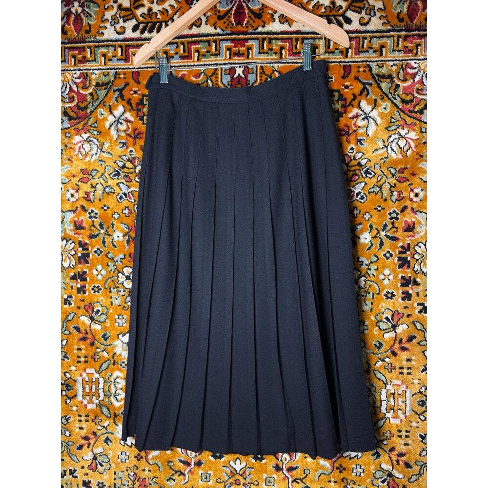 80s Vintage Jones New York Pure Wool Pleated Swing Skirt sz 12 Minimalist Sleek